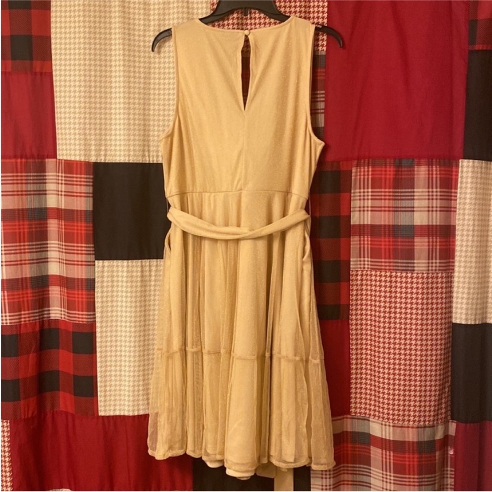 NWT TORRID At The Knee Gold Glitter Lurex Surplice Tiered Dress - Picture 6 of 6